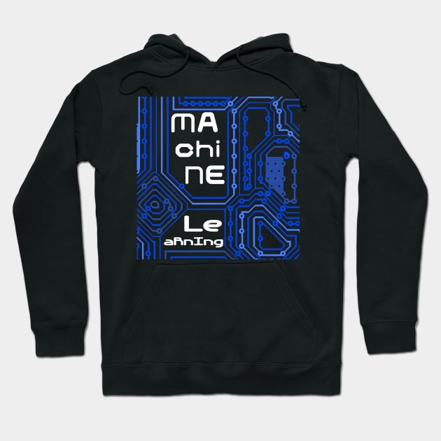 Machine Learning Circuit Board | Blue White Hoodie by aRtVerse